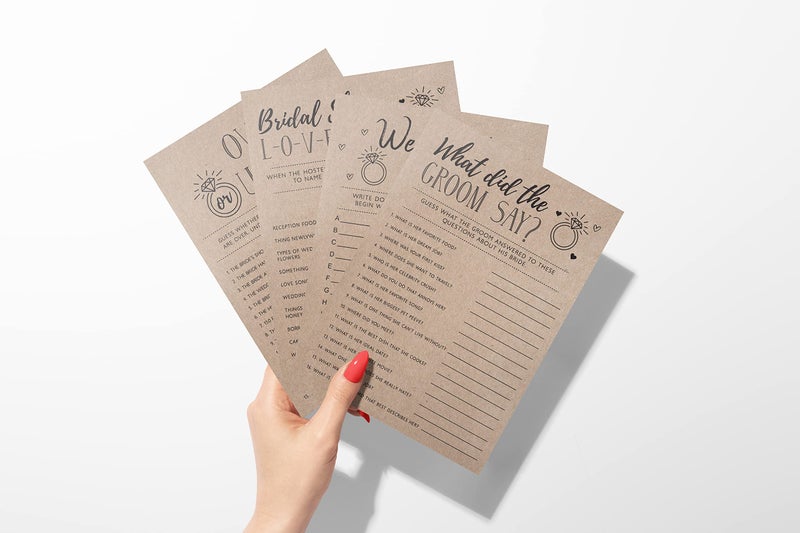 Your Main Event Prints ألعاب حفل الزفاف، كرافت ريفي، مطابقة الكلمات، ماذا قال العريس، فوق وتحت، أبجدية الزفاف، 25 لعبة لكل منها - Image 3